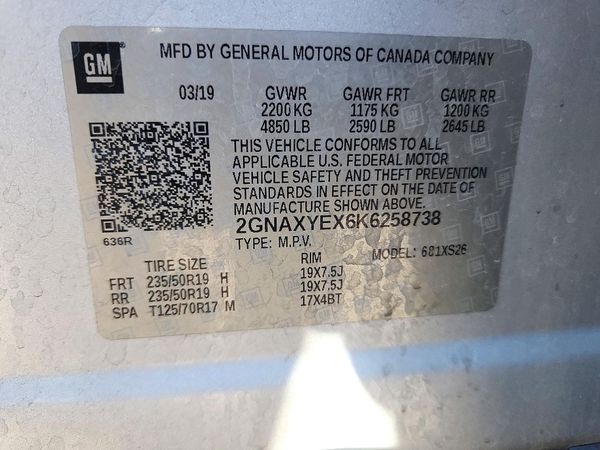 2019 CHEVROLET EQUINOX Premier (2LZ) — VINS