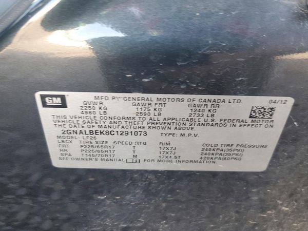 2012 CHEVROLET EQUINOX LS — VINS