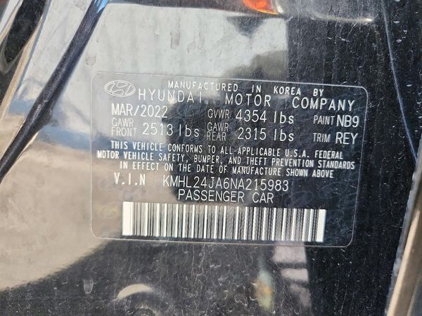 2022 HYUNDAI SONATA SE — VINS