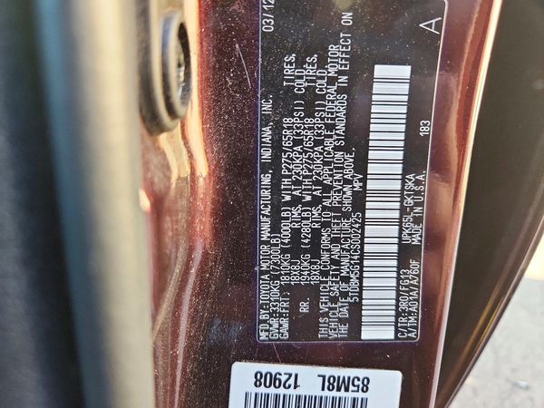 2012 TOYOTA SEQUOIA — VINS