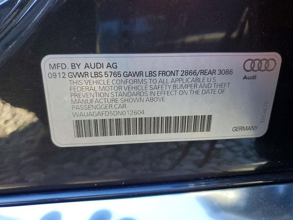 2013 AUDI A8 — VINS