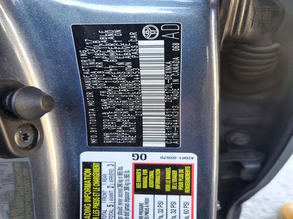2018 TOYOTA COROLLA L/LE/SE/XLE/XSE — VINS