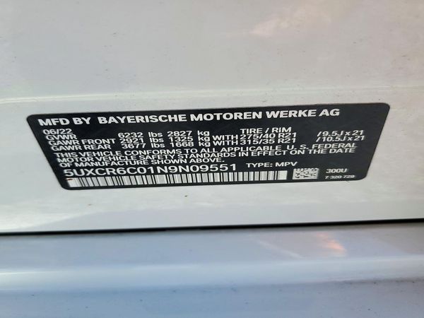 2022 BMW X5 xDrive40i — VINS
