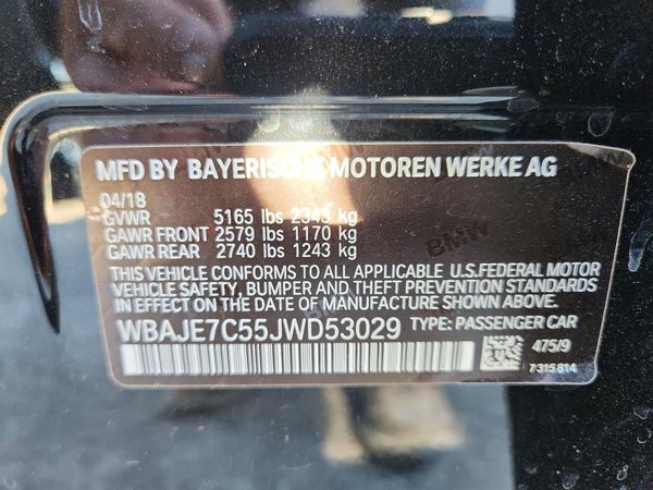 2018 BMW 540 xDrive — VINS