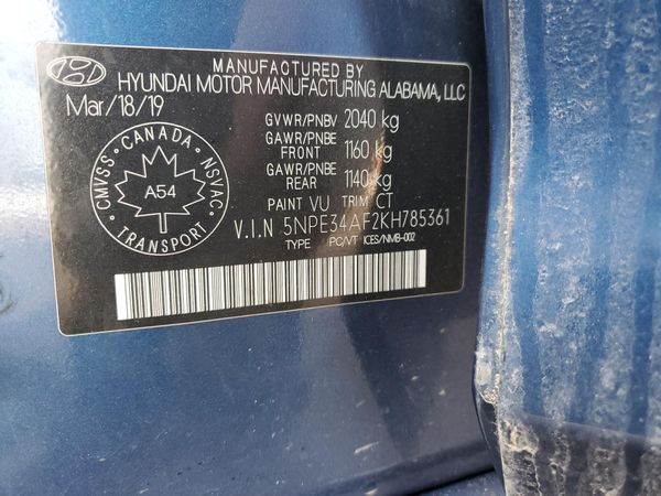 2019 HYUNDAI SONATA