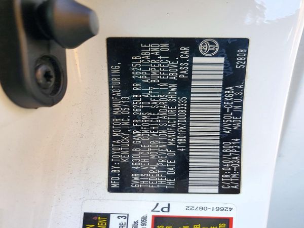 2013 TOYOTA CAMRY Hybrid — VINS