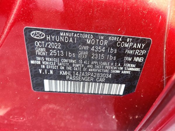 2023 HYUNDAI SONATA — VINS
