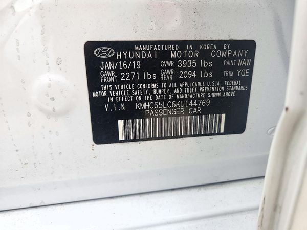 2019 HYUNDAI IONIQ Blue (HEV) — VINS