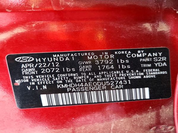 2013 HYUNDAI ELANTRA — VINS