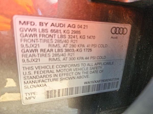 2021 AUDI Q7 quattro Prestige — VINS