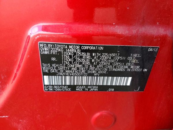 2013 TOYOTA RAV4 Standard — VINS