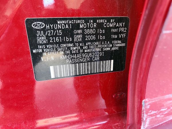 2016 HYUNDAI ELANTRA — VINS