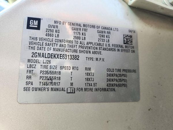 2014 CHEVROLET EQUINOX LTZ — VINS