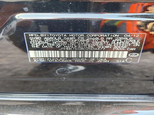 2012 LEXUS ES 350 — VINS
