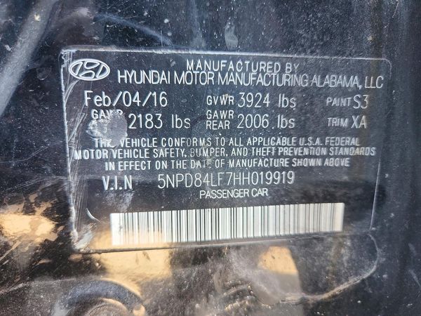 2017 HYUNDAI ELANTRA — VINS
