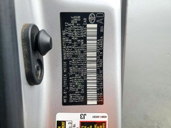 2012 TOYOTA COROLLA — VINS