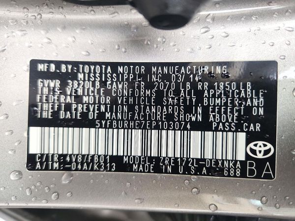 2014 TOYOTA COROLLA L/LE — VINS