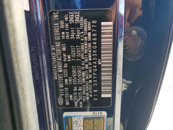 2019 KIA SORENTO L, LX, S — VINS