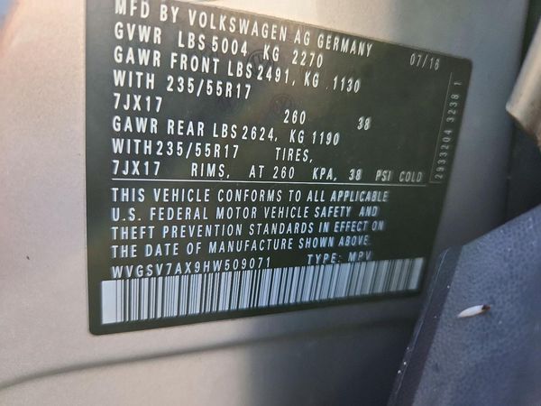 2017 VOLKSWAGEN TIGUAN Wolfsburg 4Motion — VINS
