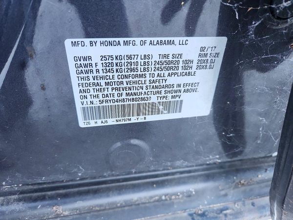2017 ACURA MDX SH-AWD (Advance) — VINS
