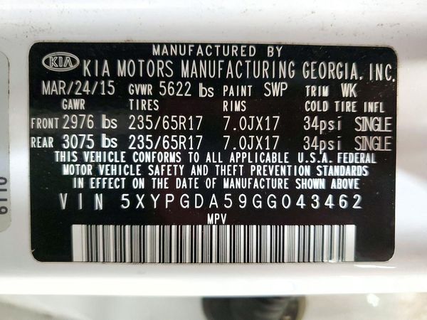 2016 KIA SORENTO L / LX — VINS