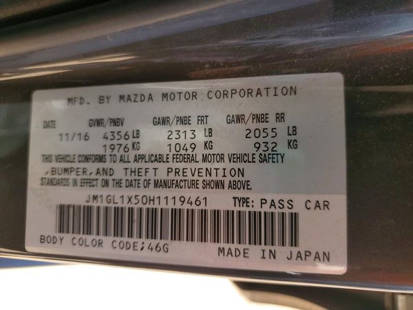 2017 MAZDA 6 — VINS