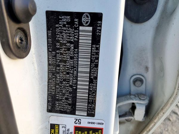 2018 TOYOTA CAMRY L/LE/SE/XLE — VINS