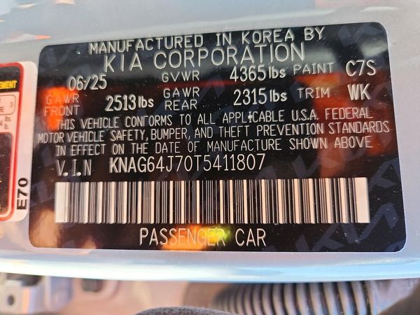 2026 KIA K5 GT-Line — VINS