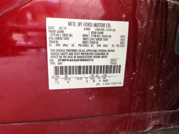 2019 FORD EDGE Titanium — VINS
