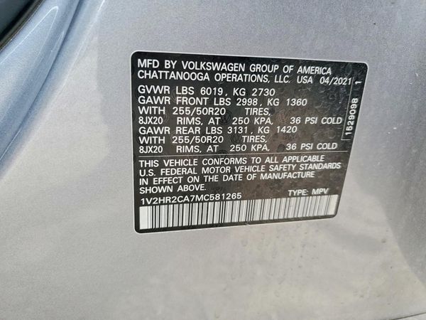 2021 VOLKSWAGEN ATLAS 4Motion SE w/ Tech — VINS
