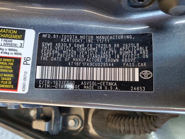 2012 TOYOTA CAMRY