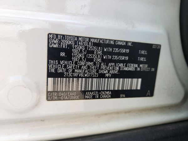2020 TOYOTA RAV4 XLE Premium — VINS