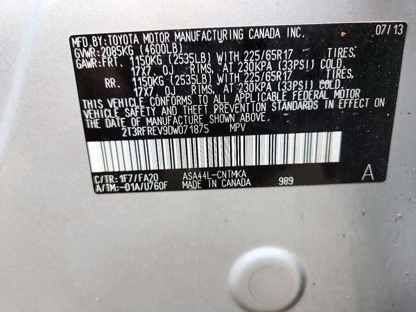 2013 TOYOTA RAV4 Sports — VINS
