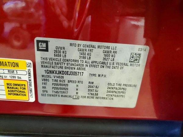 2014 CHEVROLET TRAVERSE LTZ — VINS