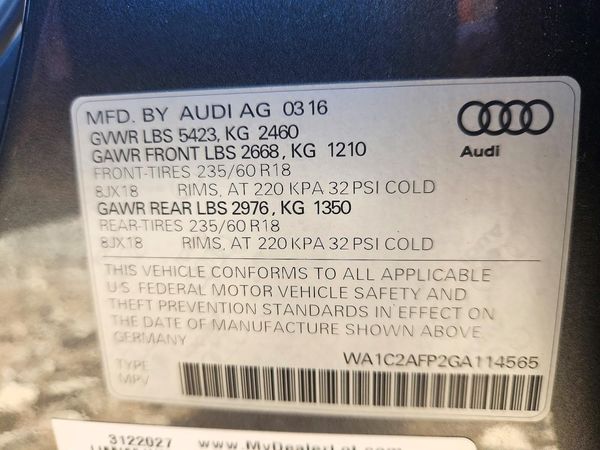 2016 AUDI Q5 — VINS