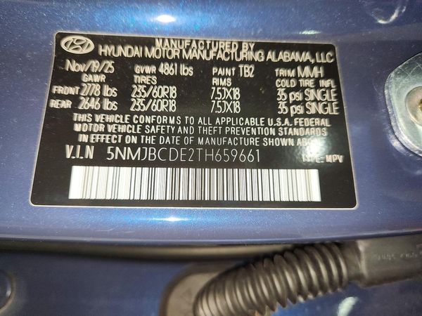 2026 HYUNDAI TUCSON SEL, SEL Plus — VINS