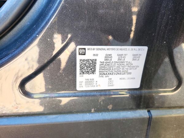 2022 CHEVROLET EQUINOX LT (1LT) — VINS