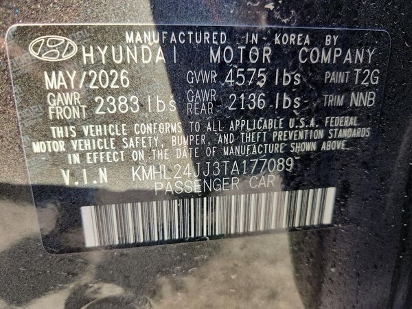 2026 HYUNDAI SONATA Blue — VINS