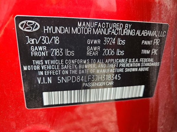 2018 HYUNDAI ELANTRA — VINS