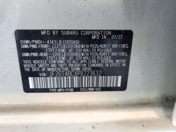 2023 SUBARU CROSSTREK Base — VINS
