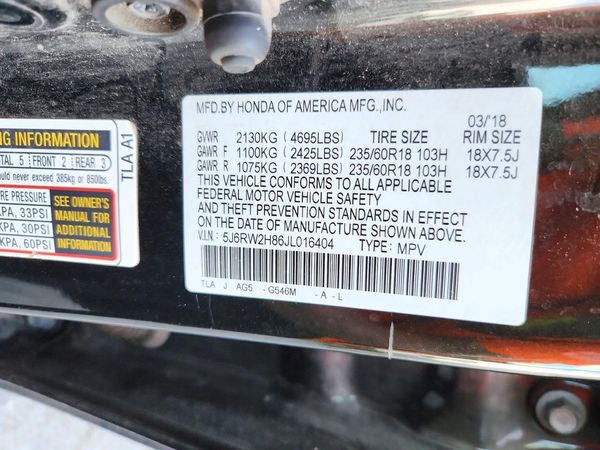 2018 HONDA CRV EX-L/EX-L Navi — VINS