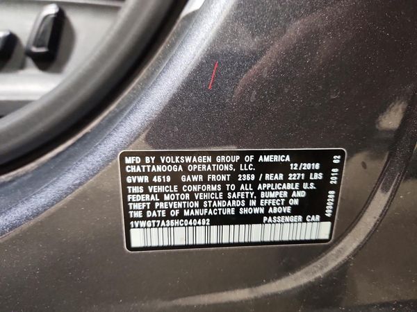 2017 VOLKSWAGEN PASSAT SE — VINS