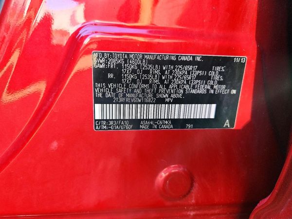 2013 TOYOTA RAV4 Sports — VINS