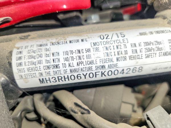 2015 YAMAHA YZF600 — VINS