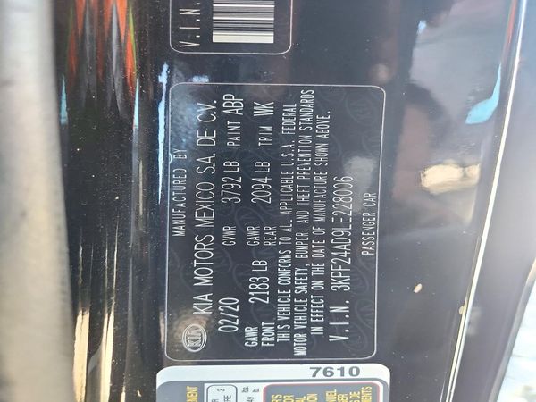 2020 KIA FORTE FE, LXS — VINS
