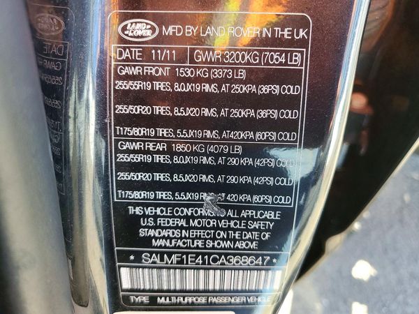 2012 LAND ROVER RANGEROVER HSE LUX — VINS