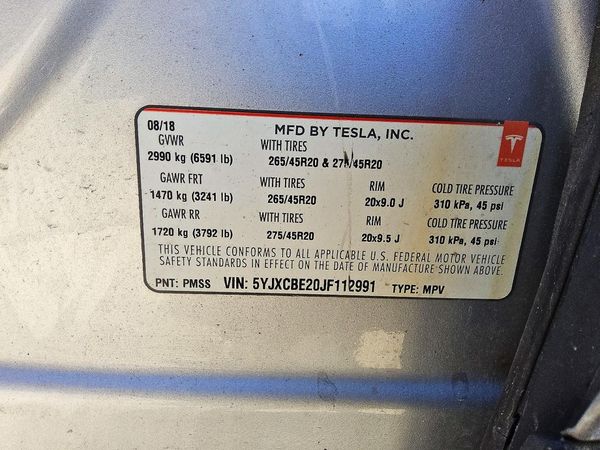 2018 TESLA MODEL X — VINS