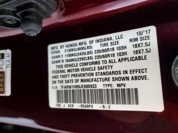 2018 HONDA CRV EX-L/EX-L Navi — VINS