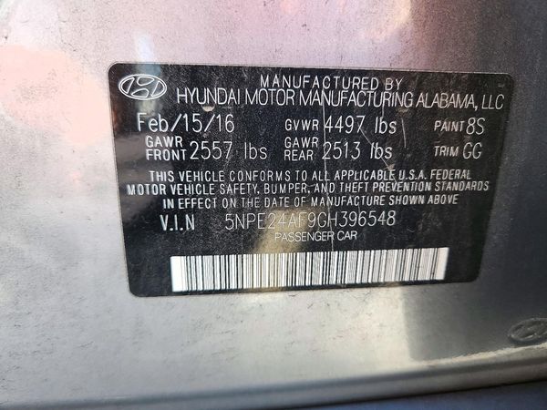 2016 HYUNDAI SONATA — VINS