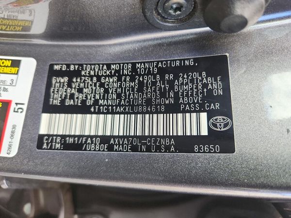 2020 TOYOTA CAMRY LE — VINS